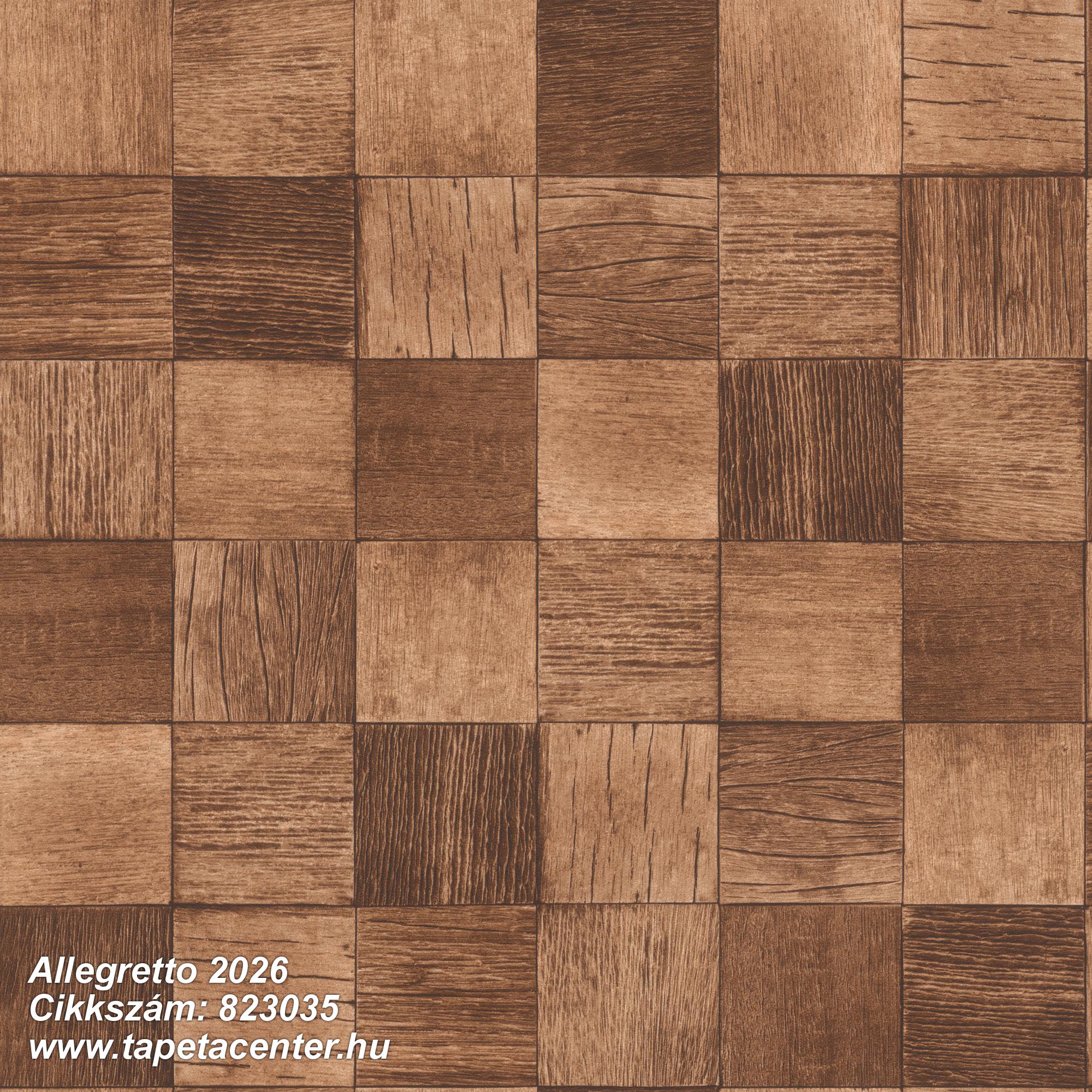 Fa hatású-fa mintás,geometriai mintás,kockás,barna,lemosható,vlies tapéta 
